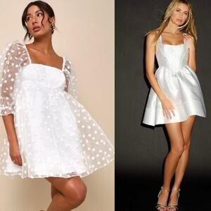 Lulus Bridal Dress Lot 2 Bubbly Love Taffeta Coreset & Effervescent Charm M NWT